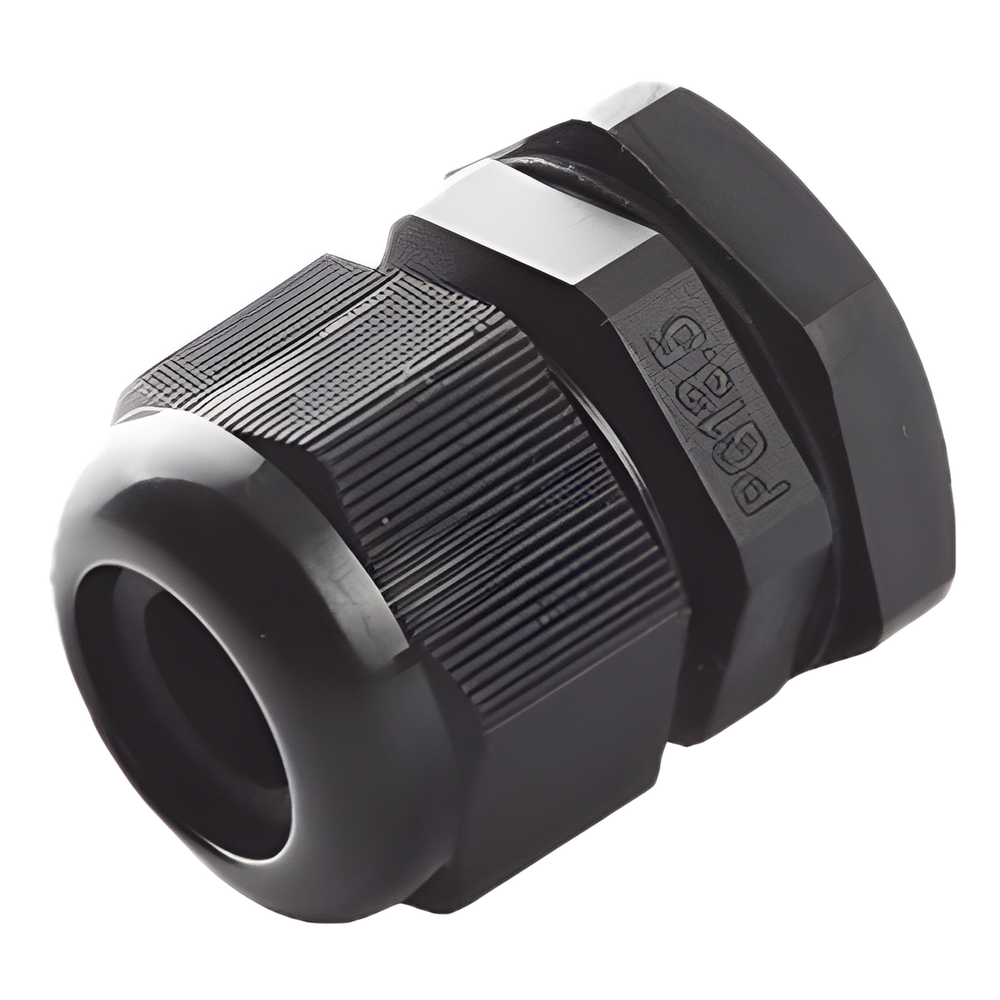 Conector Plástico Negro Tipo Glándula, para Cable de 6 a 12 mm de Diámetro.