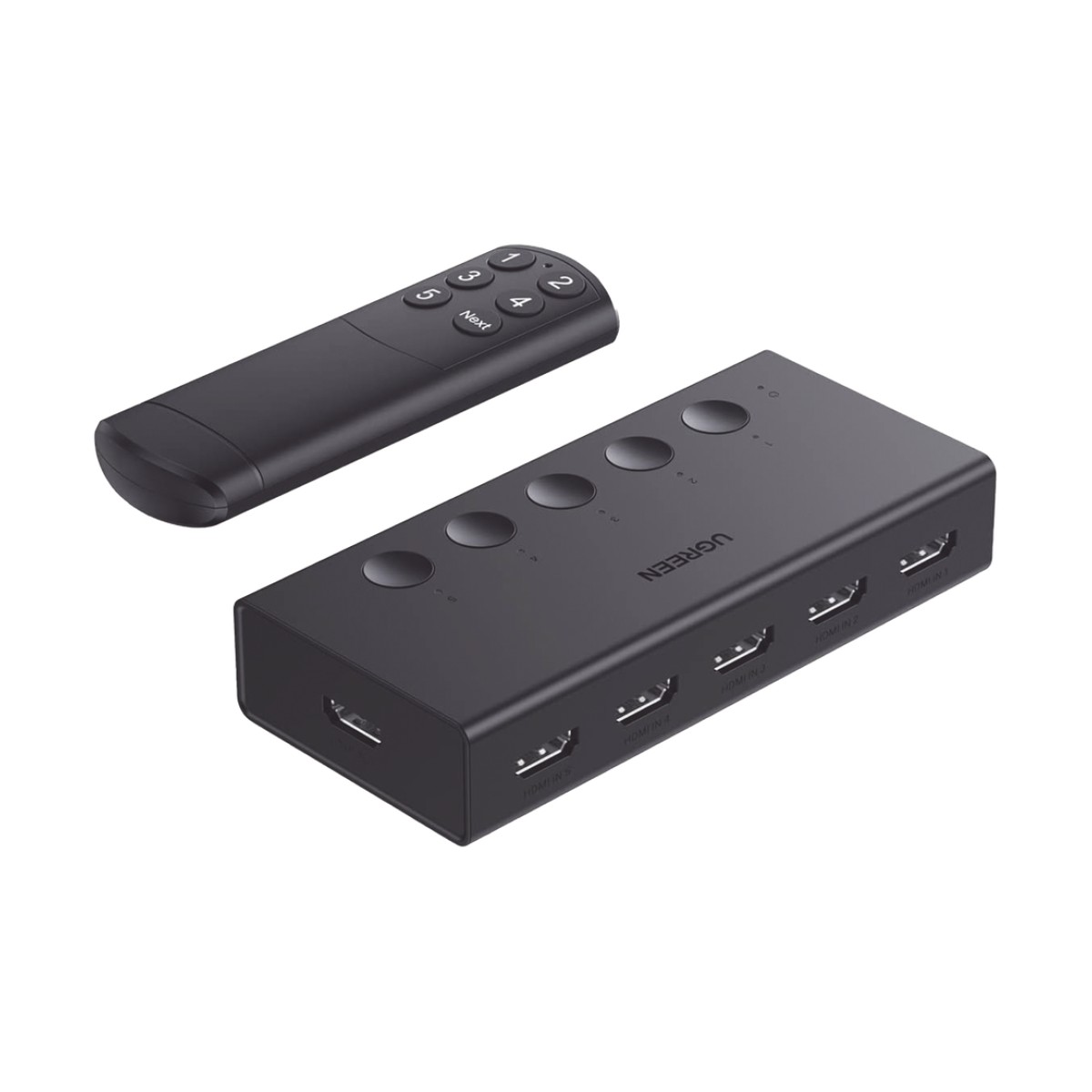 Conmutador HDMI 5X1 | 4K@60Hz | HDMI 2.0, 1.4 | HDCP 2.2, 1.4 | VRR | Dynamic HDR | 3D | CEC | EDID | IR 10 Metros (32.81 Pies) | 18Gbps | Cambio Manual y por Control Remoto | Incluye Cable de Alimentación USB