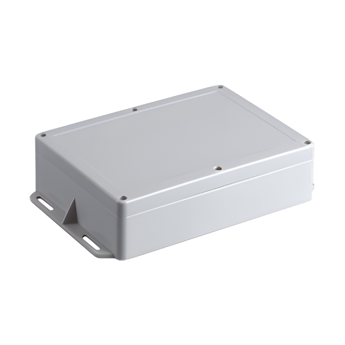 Gabinete Plástico para Exterior (IP65) de 160 x 220 x 100 mm Cierre por Tornillos Metálicos. Tiene Orejas para instalación a muro.