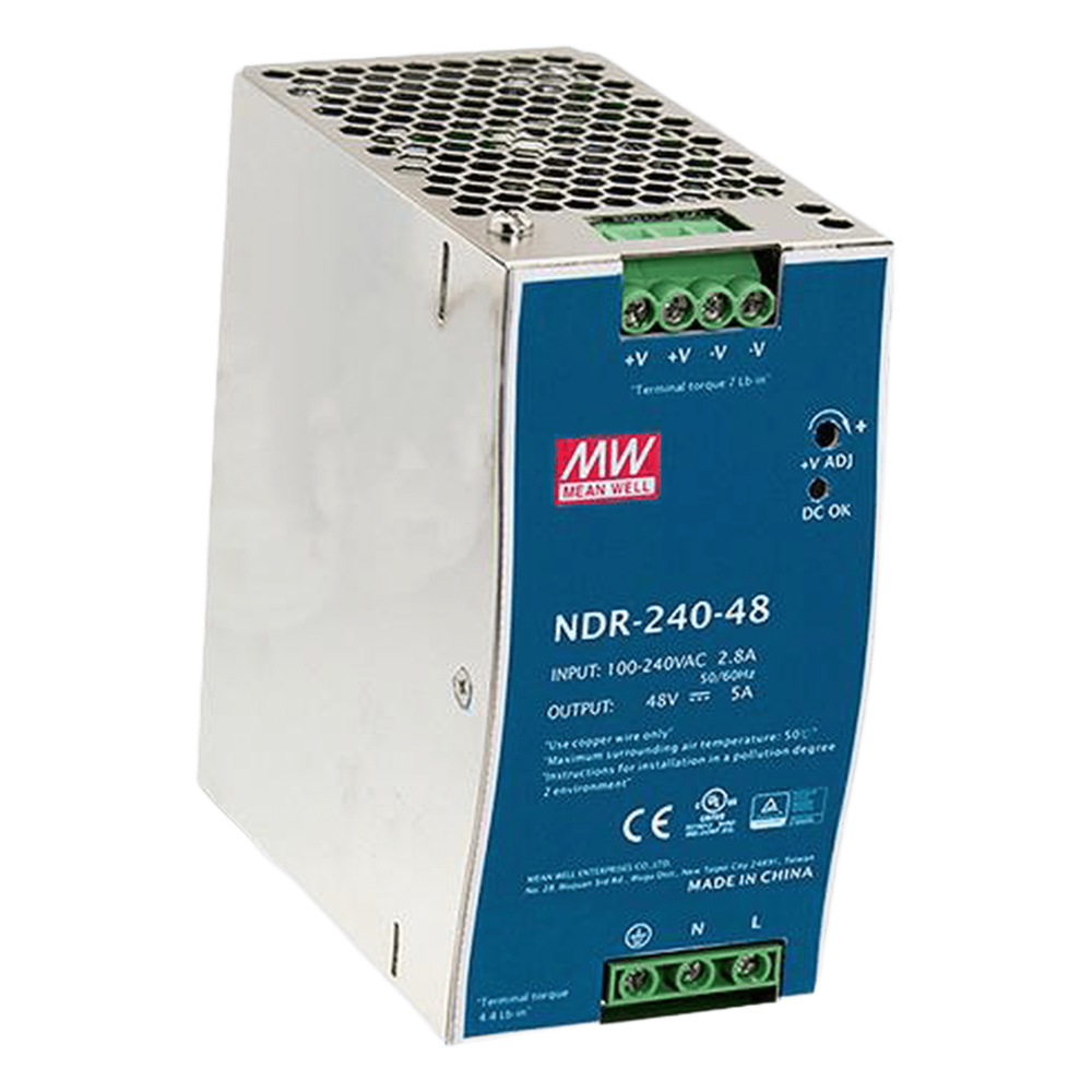 Fuente de Poder Industrial de 240W, salida 48Vcc, 5A, para montaje Riel Din