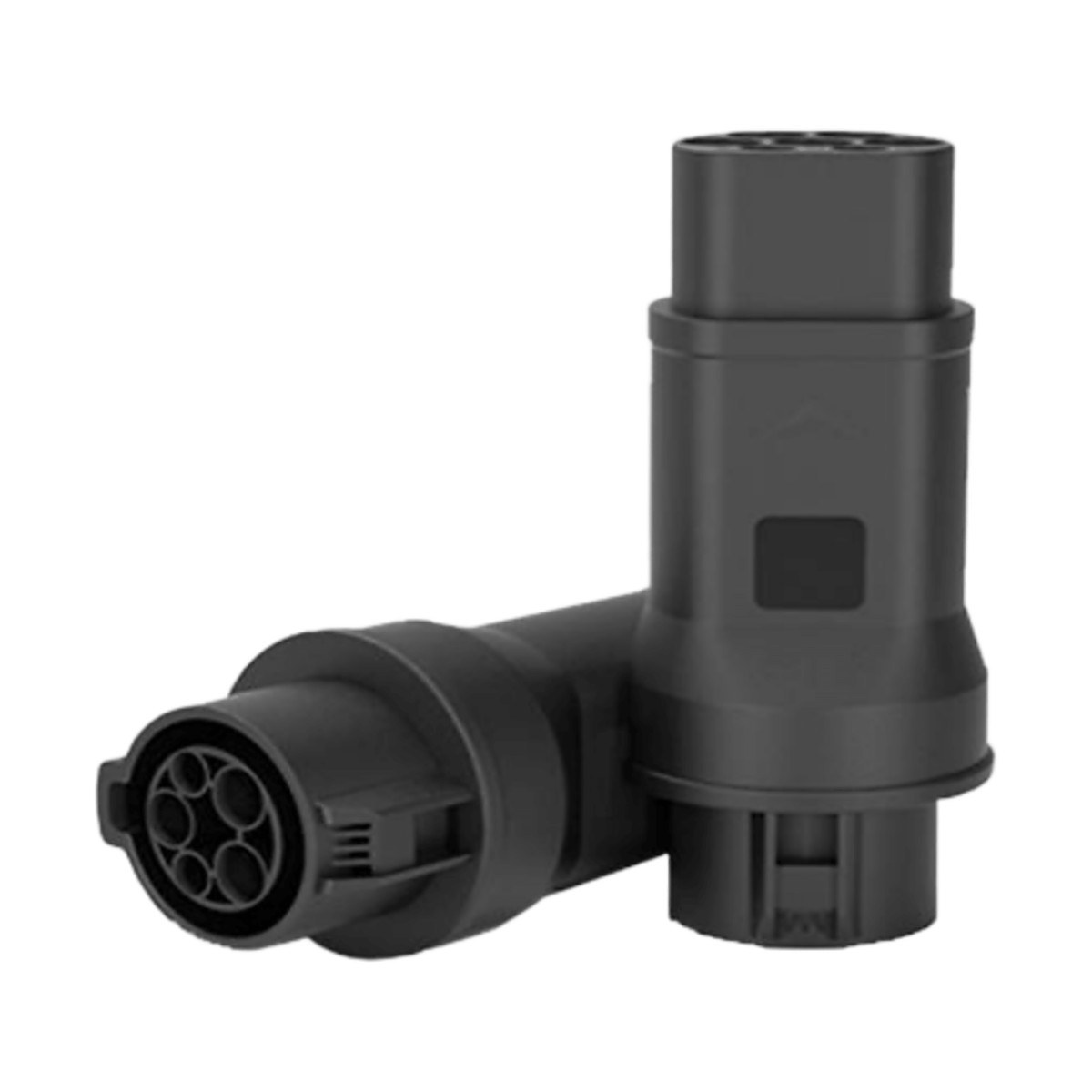 Adaptador de Conector EV / Entrada Tipo 1 (SAE J1772) / Salida Tipo 2 (IEC 62196-2) / 7 kW / 32 A / 220 V AC / Monofásico / Compacto y Portátil