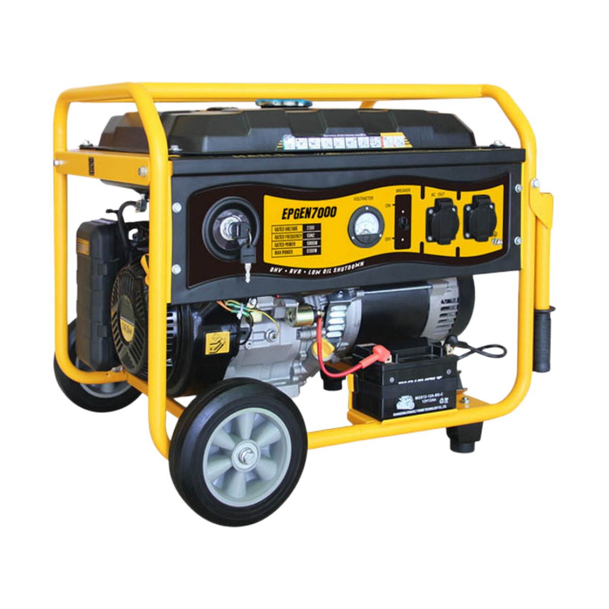 Generador a Gasolina / Planta de Emergencia de 6.5KW, 220Vac 2 Fases, Jaula con Ruedas para Fácil Traslado y Encendido Electrónico