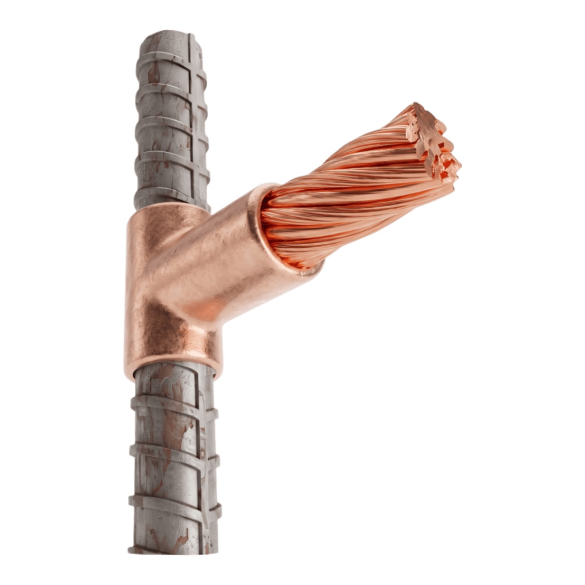 Molde para Soldadura exotérmica para cable Horizontal cal. 2 Awg a Varilla Corrugada Vertical de 1 in.