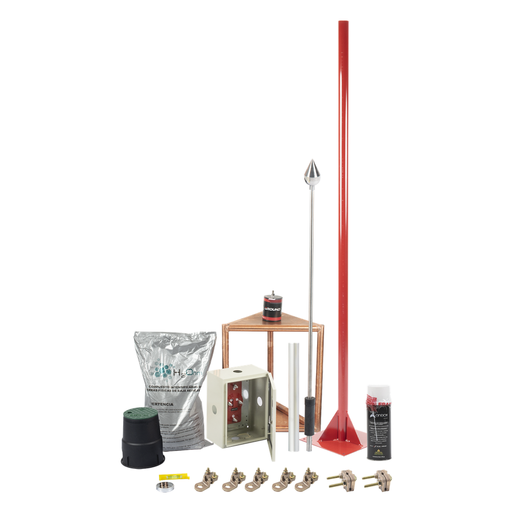 Kit Pararrayo con Accesorios para Protección de Diámetro de 200m.