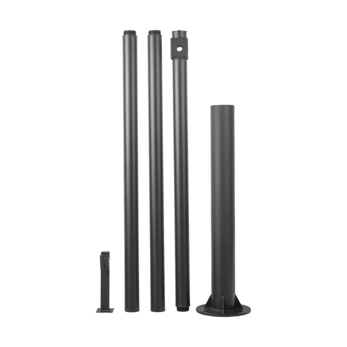 Poste Seccionado de 6 Metros / Especializado para la Instalación de Videovigilancia / Incluye Base de Cimentación y Brazo para Cámara PTZ / Color Negro
