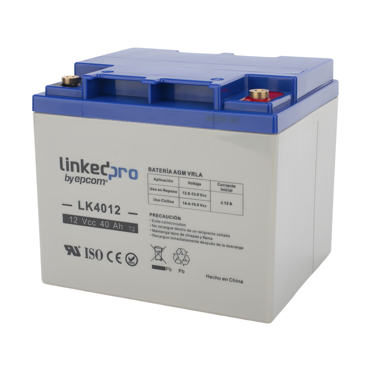 Batería de respaldo 12 V | 40 Ah | AGM | Especial para Seguridad Electrónica | UPS | Sistemas de Emergencia | Certificada UL | Vida útil 5 años | Terminales T2