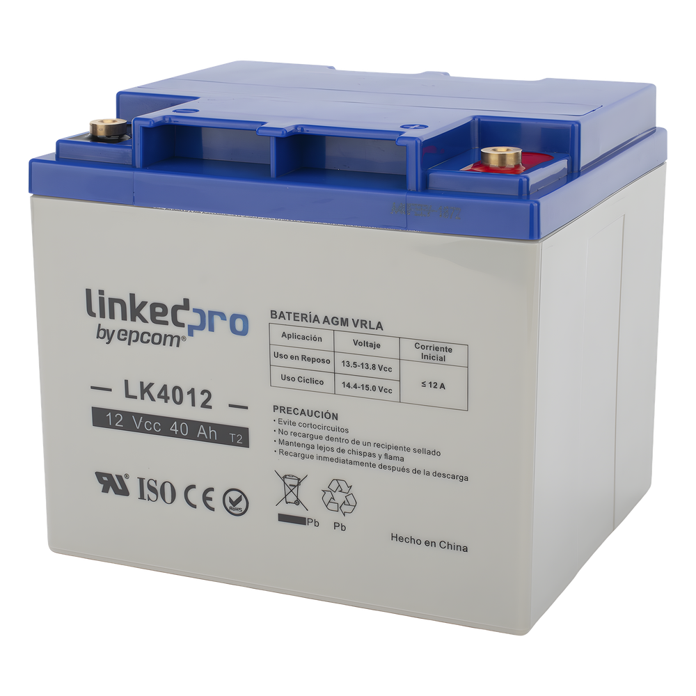 Batería de respaldo 12 V | 40 Ah | AGM | Especial para Seguridad Electrónica | UPS | Sistemas de Emergencia | Certificada UL | Vida útil 5 años | Terminales T2