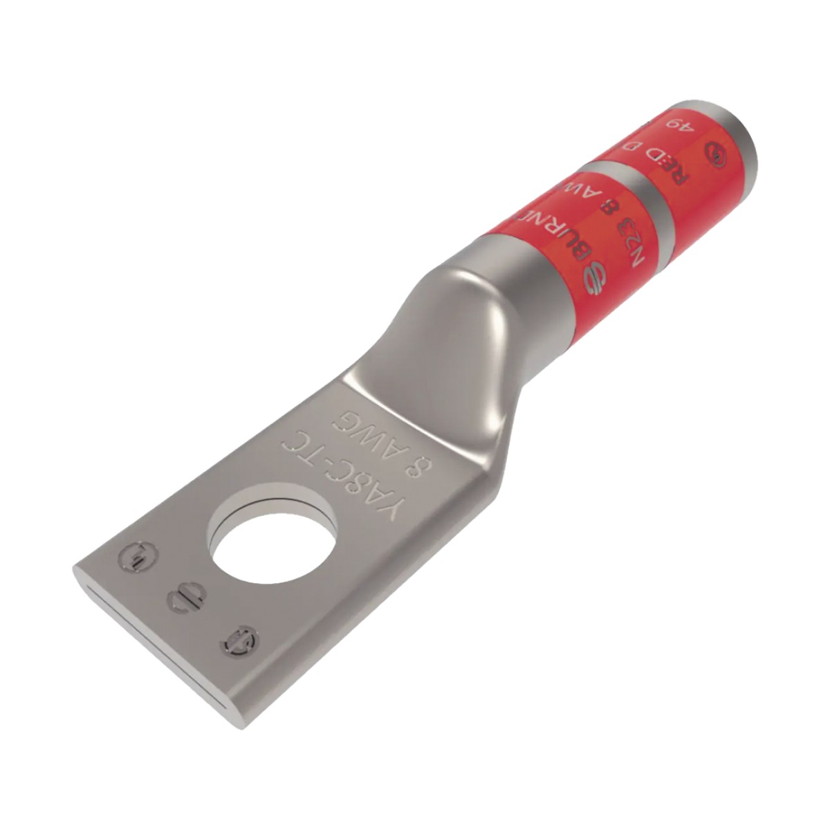 Zapata Terminal de Compresión BURNDY para Tornillo de 1/4" y Calibre 8 AWG / Barril Largo.
