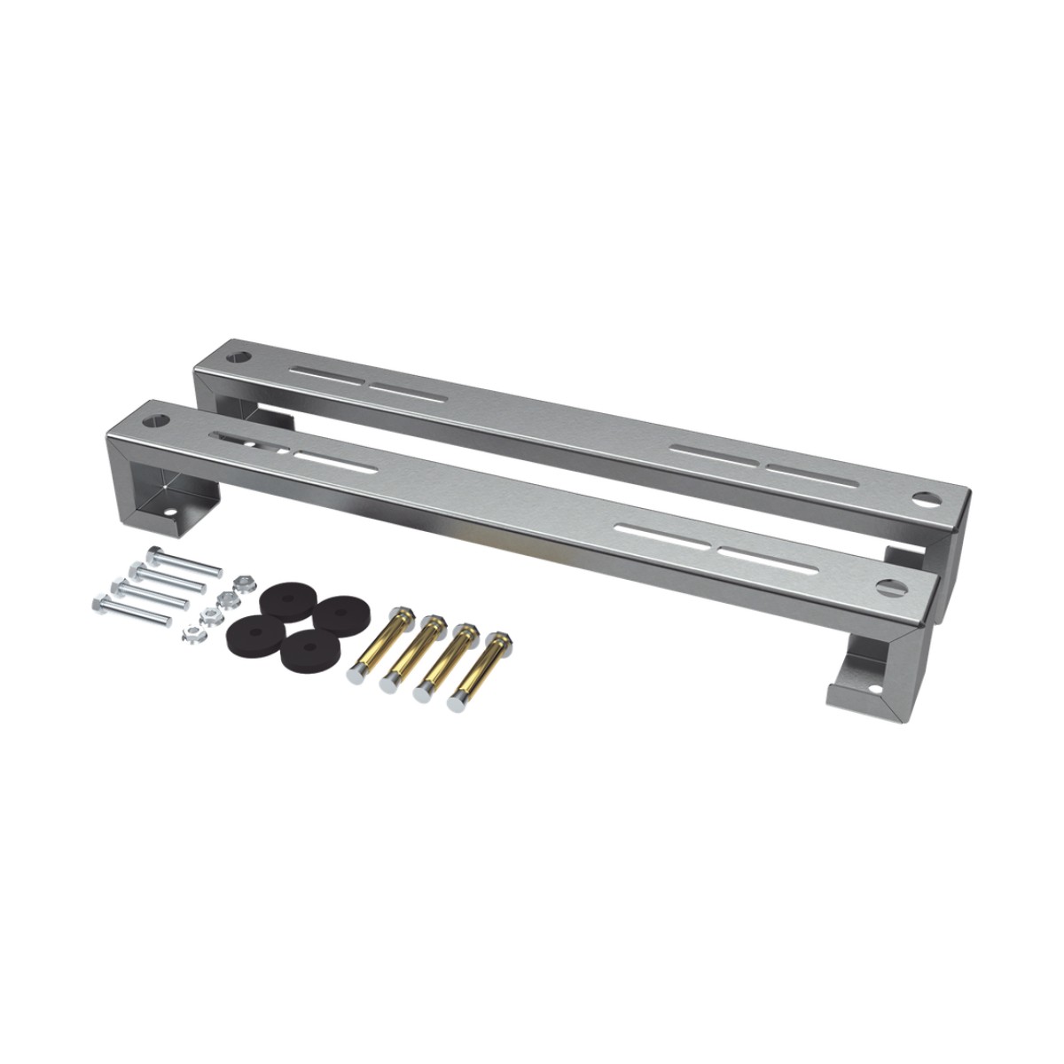 Base para minisplit para piso universal ajustable para capacidades de 1 a 3 toneladas con pernos deslizables y amortiguación