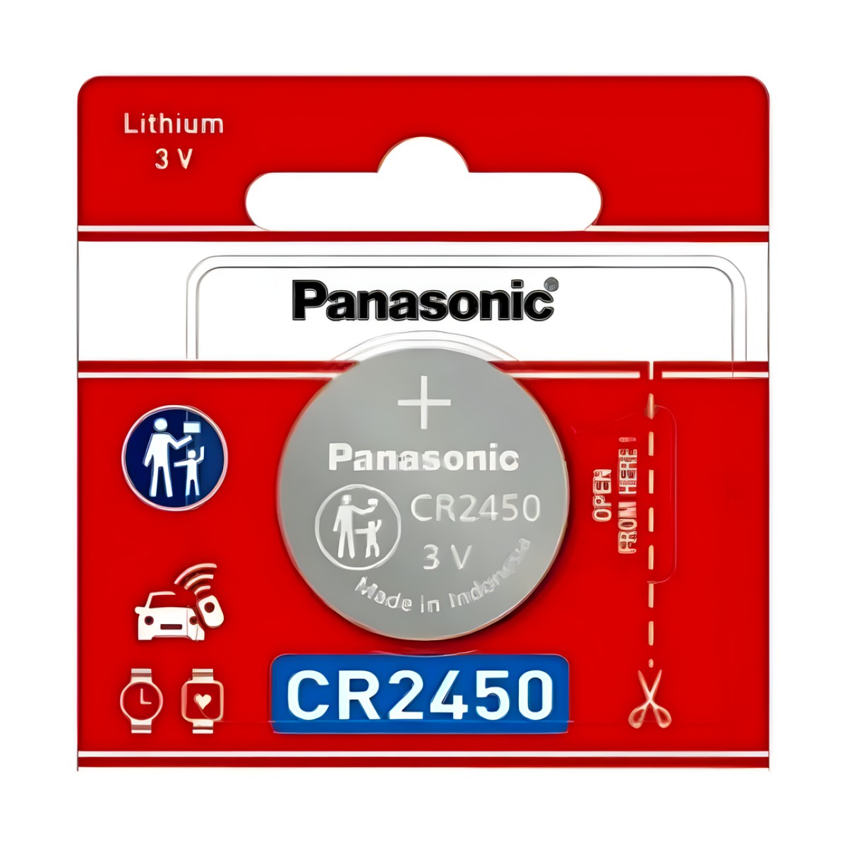 Batería de Litio tipo Moneda 3V / CR2450/ 1pza ( Batería no recargable )