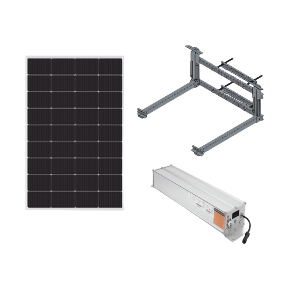 Kit  Solar para alimentar hasta 30W, Salida 12/24 Vcc,  Para alimentar camaras PTZ y Enlaces Punto a Punto, Panel Solar 180W, Bateria Litio 1280 Wh