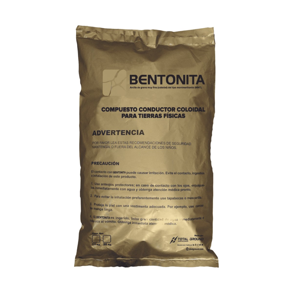 Bentonita, Compuesto Conductor Coloidal para Tierras Físicas, Saco con 20 Kgr.