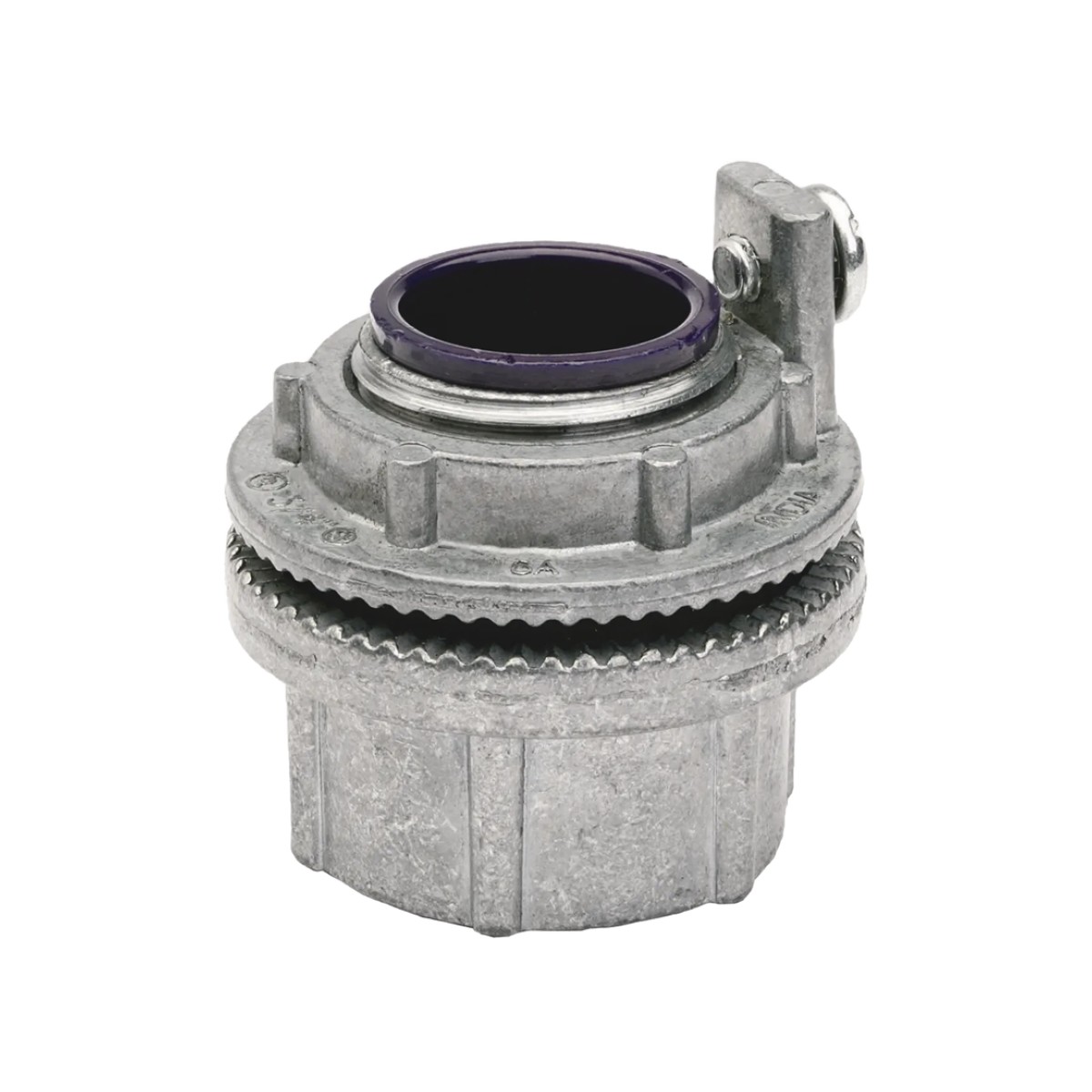 Conector Myers de Aluminio de 1 1/4" con tornillo de puesta a tierra, disponible para Áreas Peligrosas Clase 1 División 2 de acuerdo con NEC 501.10.