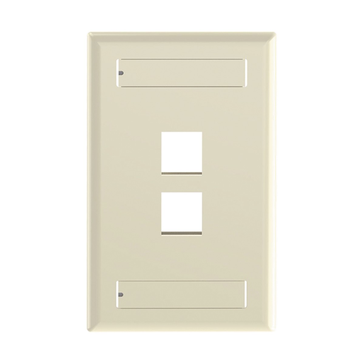 Placa de Pared Vertical, Salida Para 2 Puertos Keystone, Con Espacios Para Etiquetas, Color Marfil