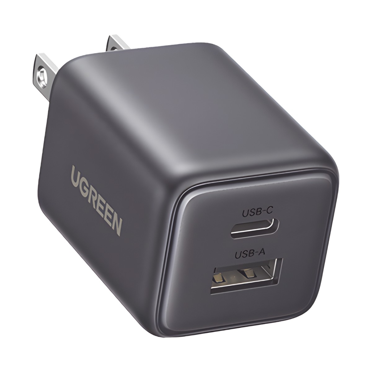 Cargador rápido GaN 1A1C de 20 W y 2 puertos