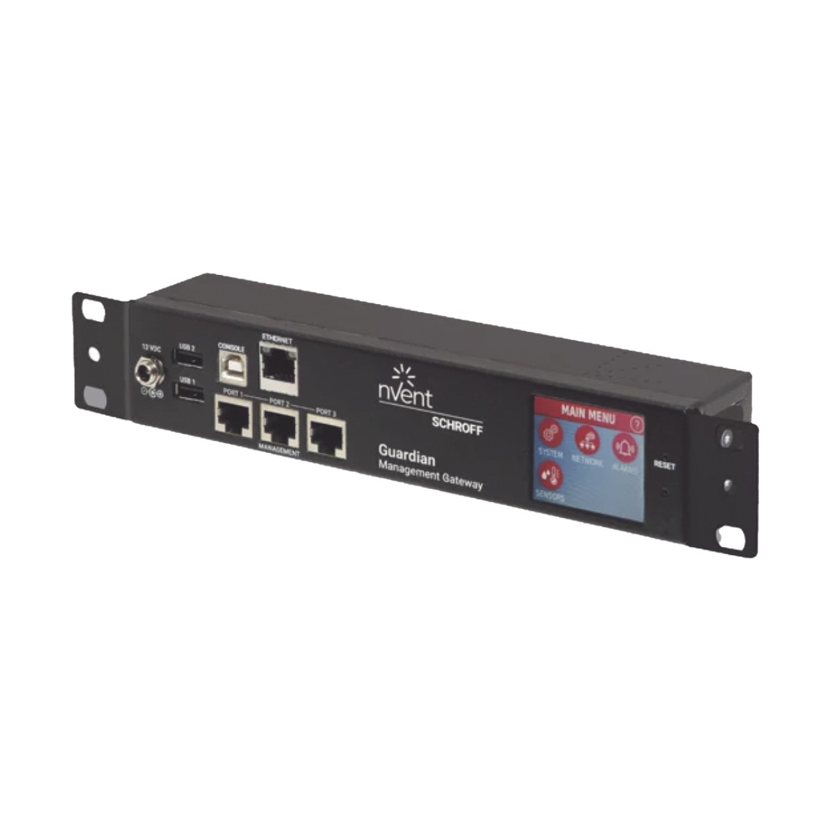 Gateway de Gestión y Monitoreo Ambiental para Centro de Datos GUARDIAN / 1U Compacto / 3 Puertos de Sensores / Pantalla LCD Táctil / SNMP, BACnet, Modbus/TCP