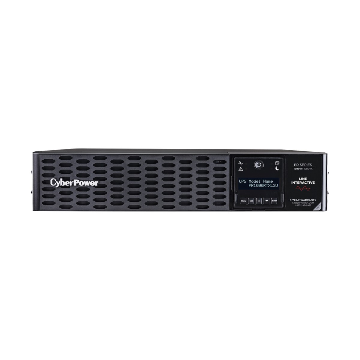 UPS de 1000 VA/1000 W, Topología Línea Interactiva, Entrada 120 Vca NEMA 5-15P, Onda Senoidal Pura, Torre o Rack 2 UR, Con 8 Tomas NEMA 5-15R