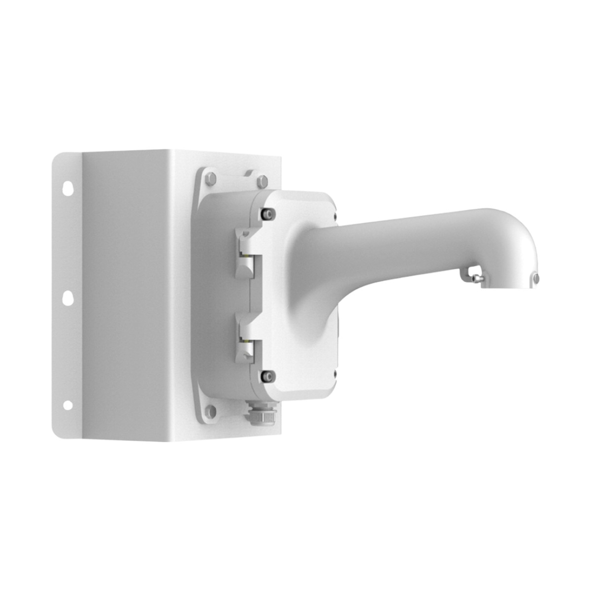 Montaje de Esquina con Caja de Conexión para Domos PTZ epcom y HIKVISION / Fabricado con Aleación de Aluminio y Acero