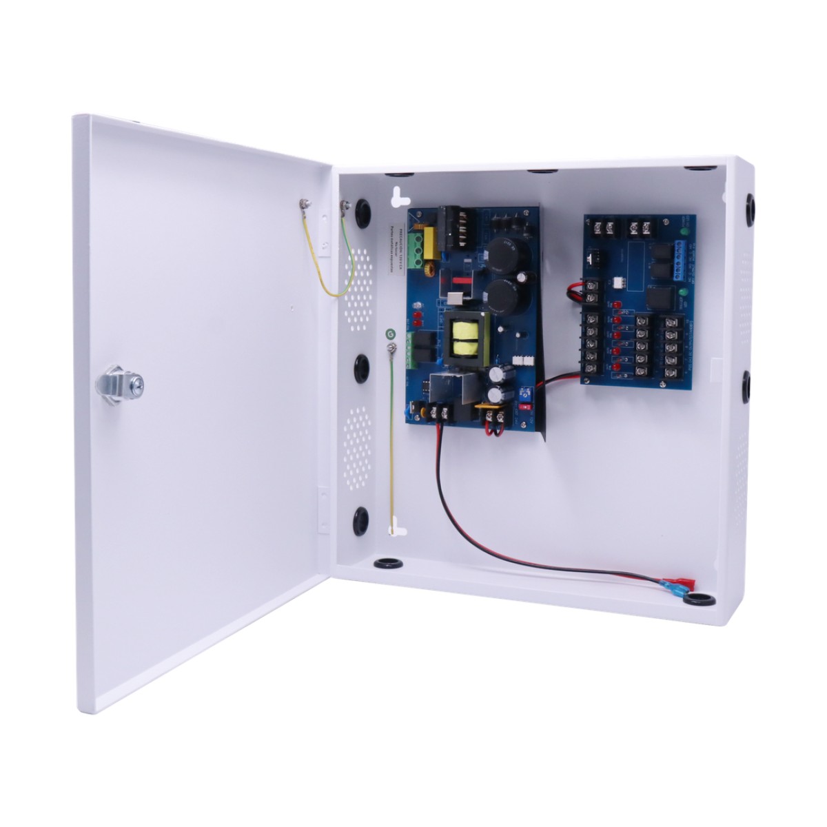 Fuente de Poder con Respaldo para Control de Acceso AL1012FC / 12VDC @ 10A / 8 Salidas Independientes / Conversión 115VAC a 12-24VDC / Batería de Respaldo 40Ah / Interfaz FACP / Supervisión AC y Batería / Montaje en Pared