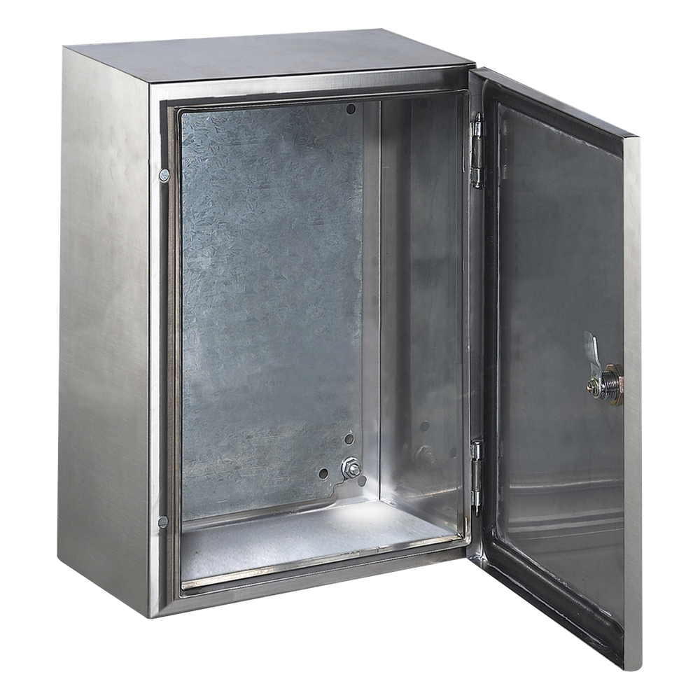 Gabinete de Acero Inoxidable IP66 Uso en Intemperie (200 x 300 x 150 mm) con Placa Interna Galvanizada.