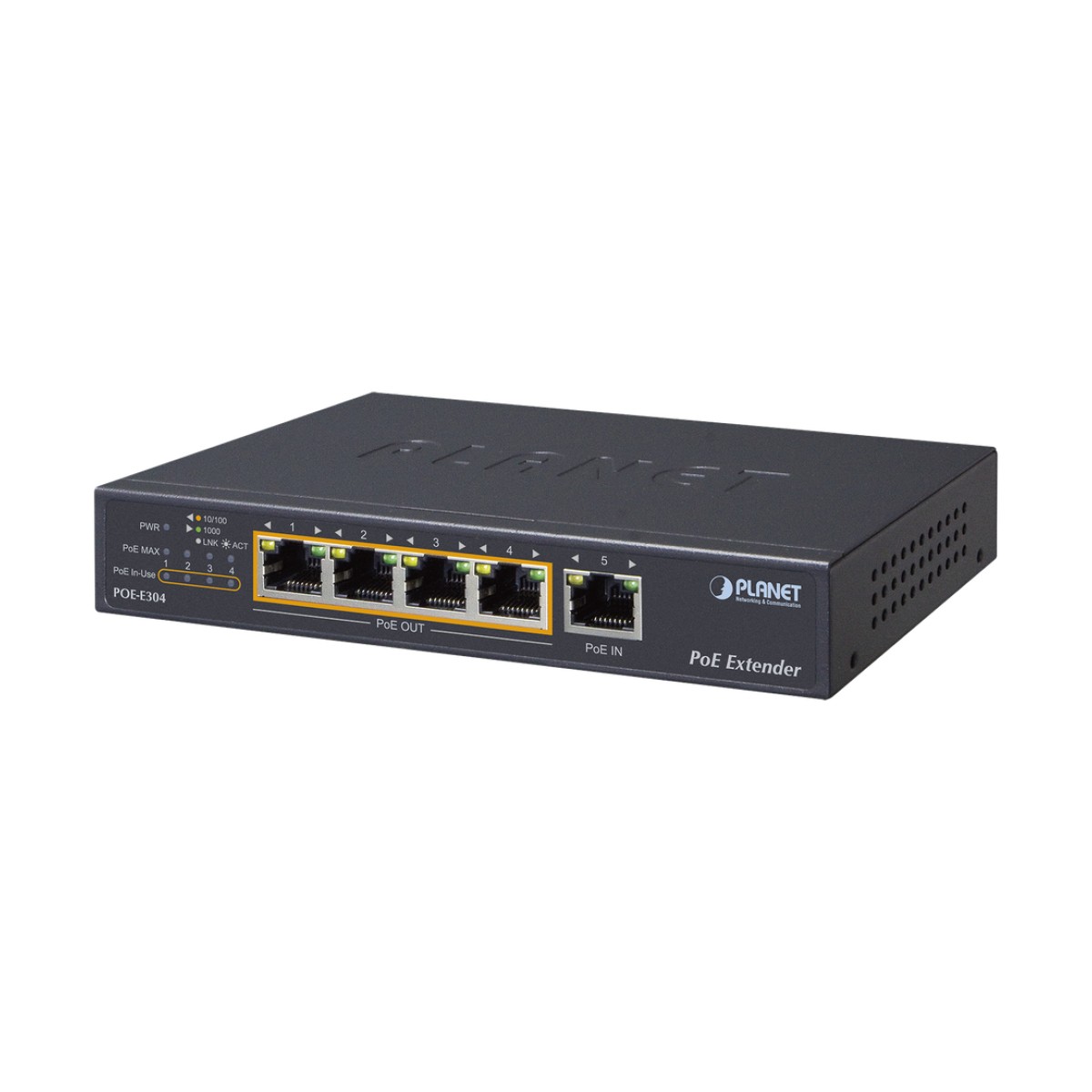 Extensor Ultra PoE de 65 Watts Con 4 Puertos Gigabit de Salida 802.3 af/at