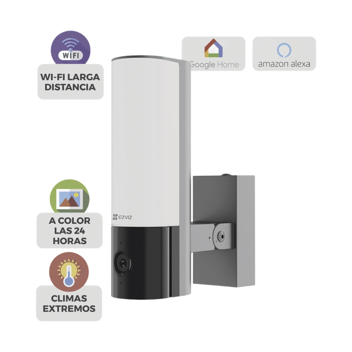 Cámara IP 4 Megapíxel / Wi-Fi / Lampara Integrada / Audio de dos vías / Imágen Nocturna a Color / Detección Humana / Audios Personalizables  / Uso Exterior con Protección
