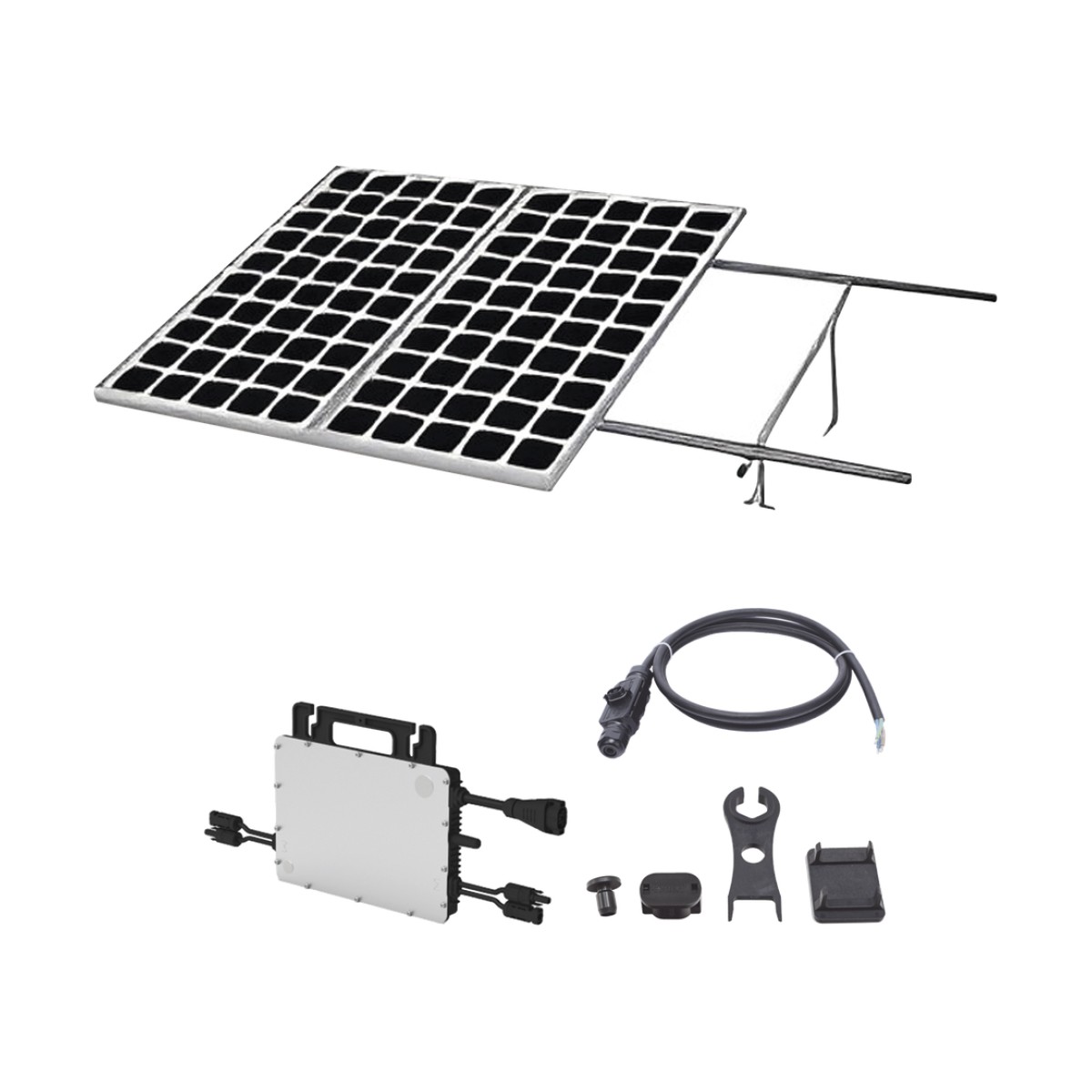 Kit Solar para Interconexión de 1.1 KW de Potencia Pico 220Vcc con Microinversor 1KW y 2 Módulos de 550 W (Incluye Montaje )