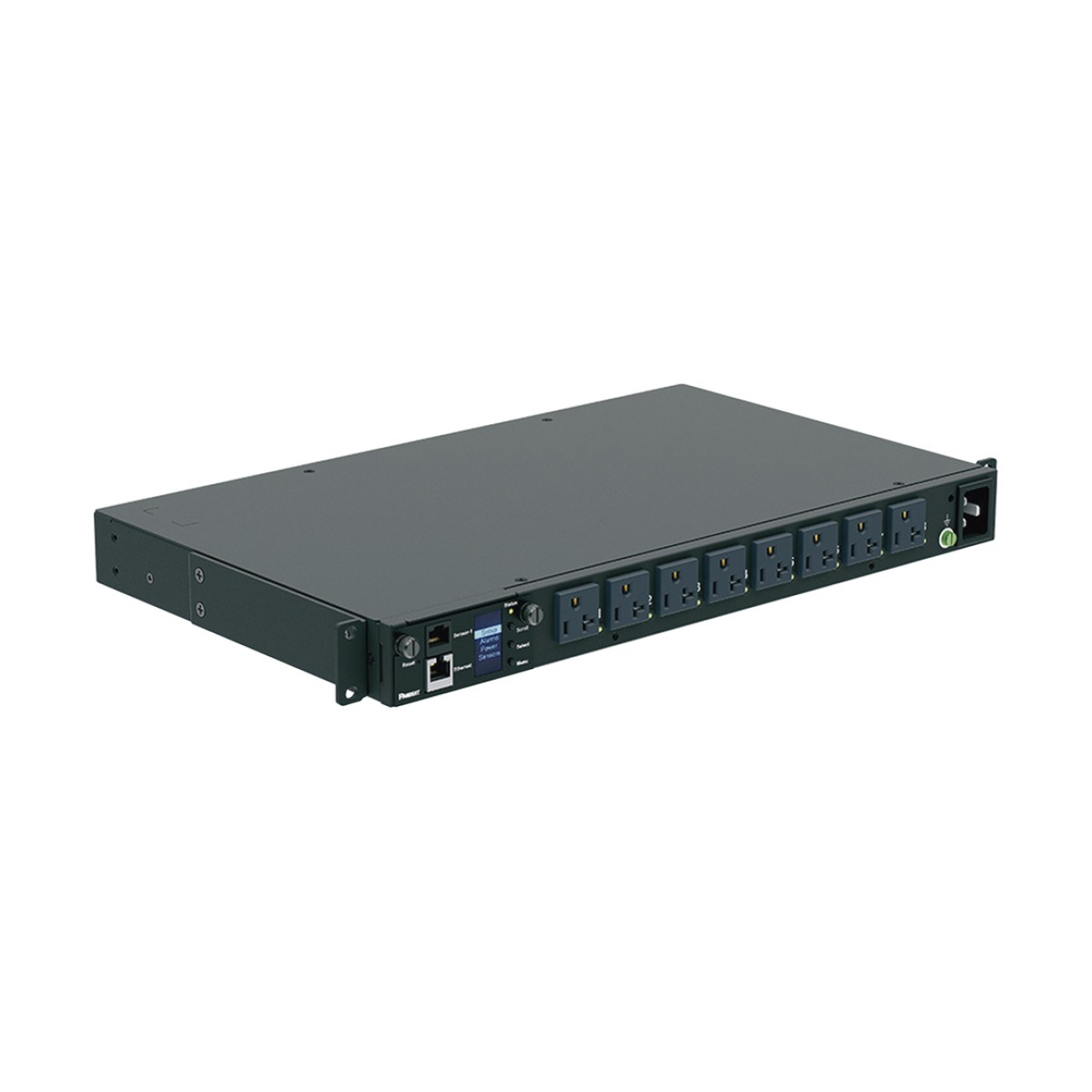 PDU Switchable y Monitoreable por Toma (MS) para Distribución de Energía, Enchufe de Entrada NEMA 5-15P, Con 8 Salidas 5-20R, Horizontal 19in, 120 Vca, 15 Amp, 1UR