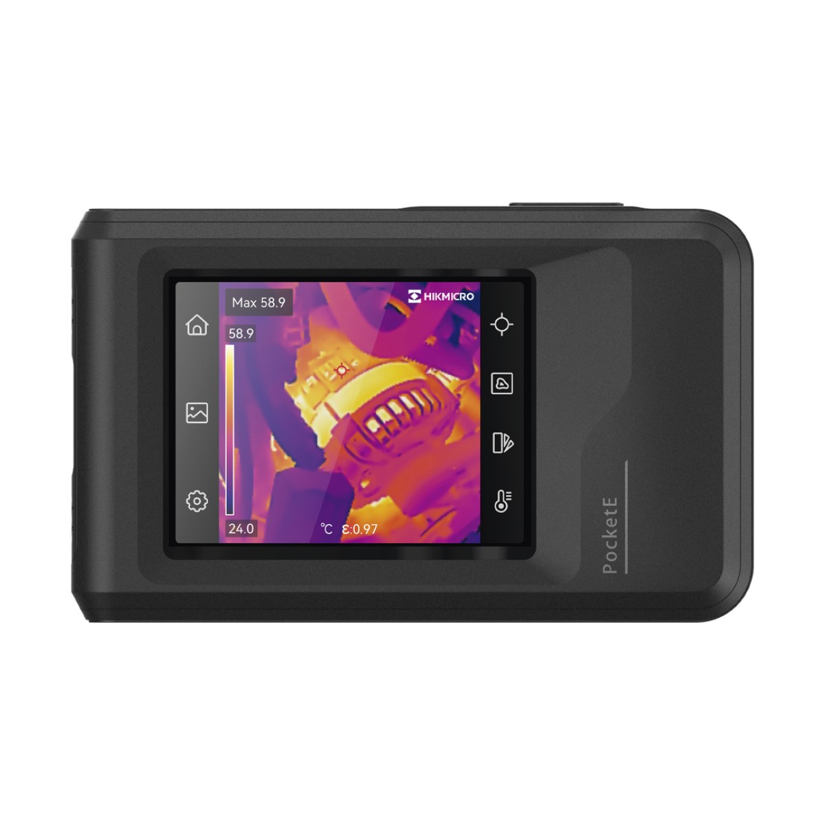 POCKET-E - Cámara Termográfica Portátil Lente Térmico 1.35 mm (96 x 96) pixeles / Lente Optico (640 × 480) / WiFi / IP54 / Memoria interna 4 Gb / Hasta 4 Horas de Funcionamiento Continuo