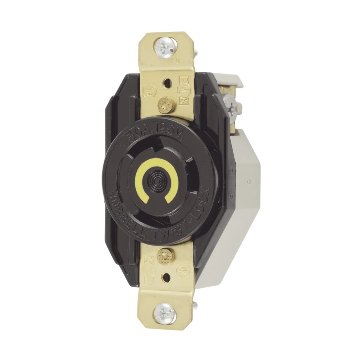 Receptáculo de Media Vuelta Industrial 30 A 125 V CA 2 Polos 3 Hilos (Nema L5-30R) Color Negro