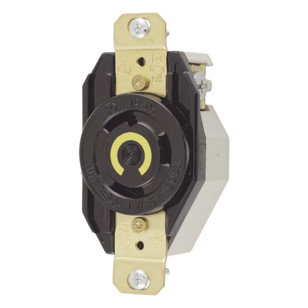 Receptáculo de Media Vuelta Industrial 30 A 125 V CA 2 Polos 3 Hilos (Nema L5-30R) Color Negro