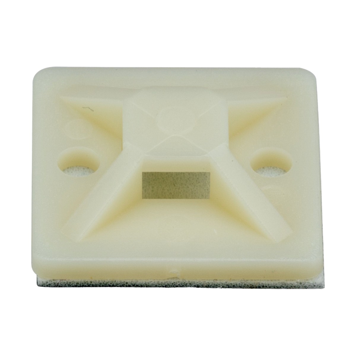 Montaje-Sujetador Adhesivo STRONGHOLD de 4 Vías de 1" x 1" x 1/4", Color Natural,  Nylon 6.6 Retardante de Llamas V-2, Paquete de 100pz
