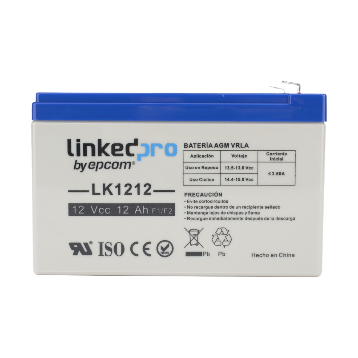 Batería de respaldo 12V | 1.2 Ah | AGM | Especial para seguridad electrónica | UPS | Sistemas de Emergencia  | Vida útil 5 años | Terminales F1  + Adaptador F2