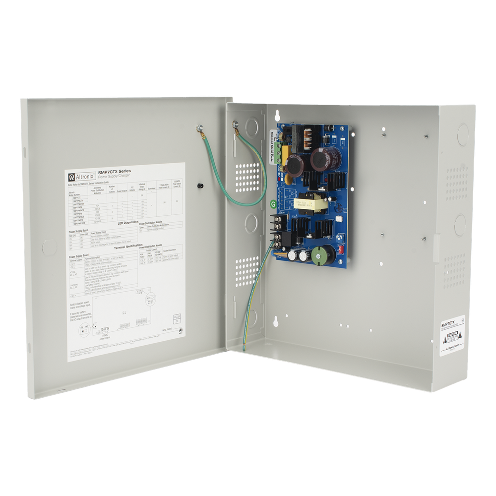12 o 24 Vcc @ 6 Amp. / fuente de alimentación / 1 salida / capacidad de baterías de respaldo / requieren baterías
