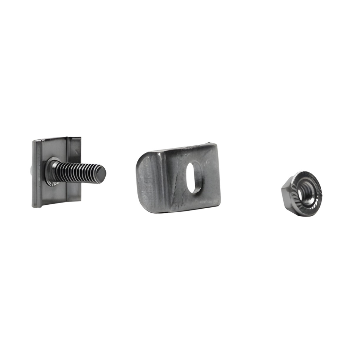 Kit 2 para unir tramos de charola, clema mediana, mas tornillo encastardo, con acabado Electro Zinc