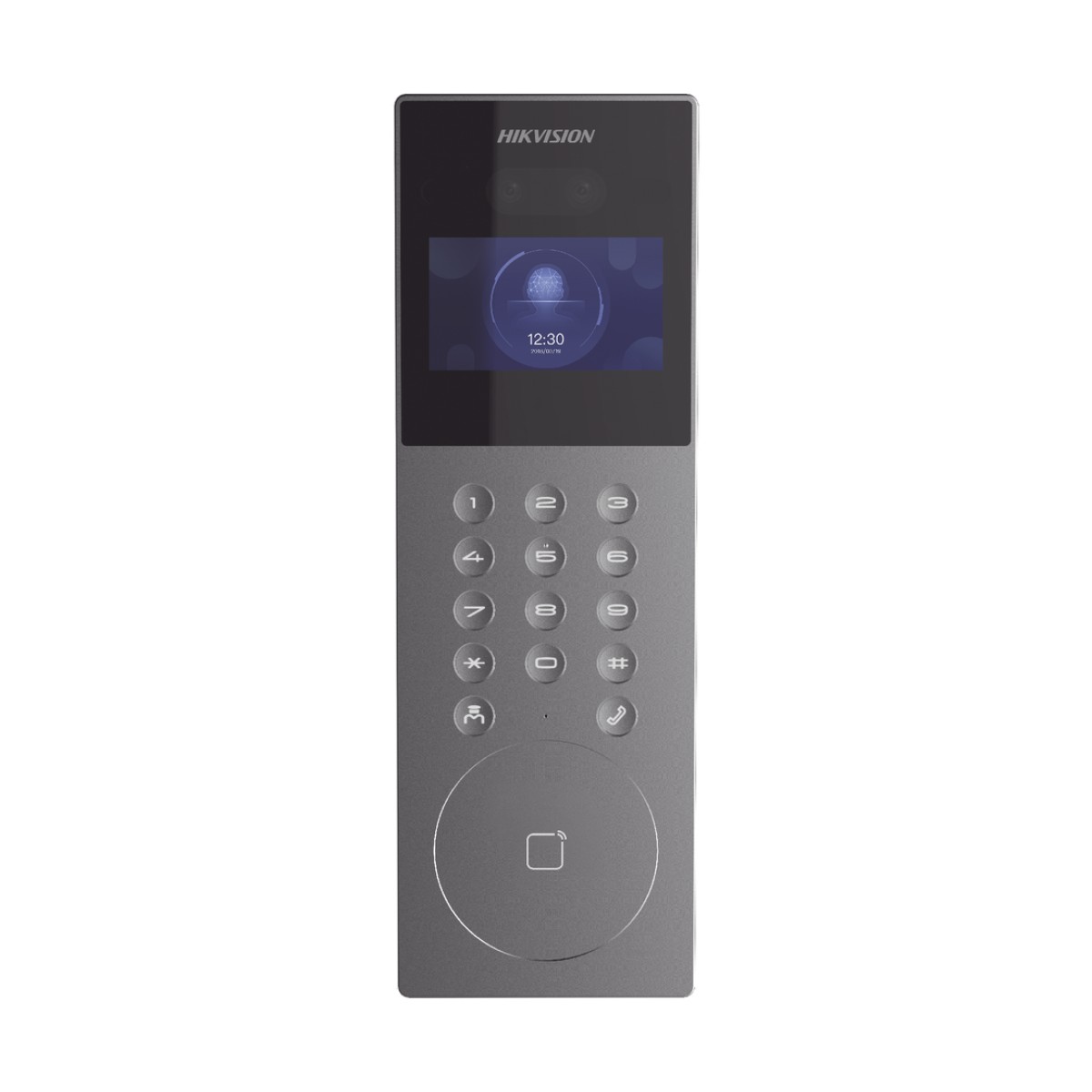 Videoportero IP Multiapartamento con Reconocimiento Facial / Llamada a App HikConnect (requiere monitor) / Protección IP65 / Apertura por Rostro, Tarjeta o App