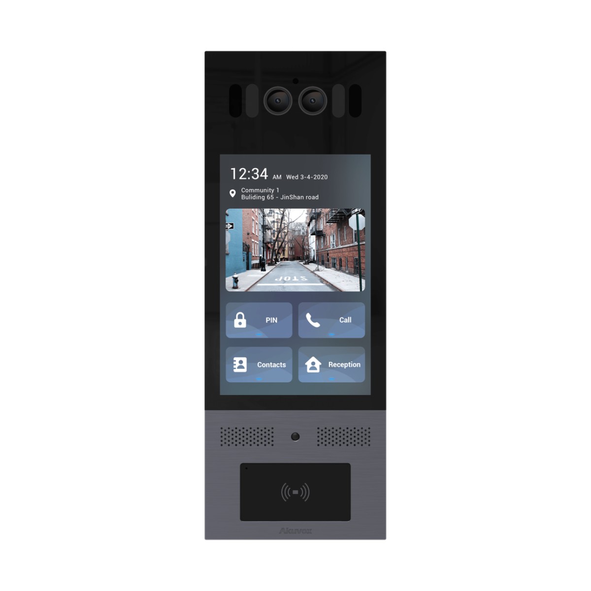 Frente de Calle Antivandálico IK10 / Incluye montaje / Administración 100% en la Nube / Notificación a APP / Llamada Telefónica / ANDROID / SIP / ONVIF /Reconocimiento Facial / QR y PIN para Visitas / IP66 / Bluetooth / NFC