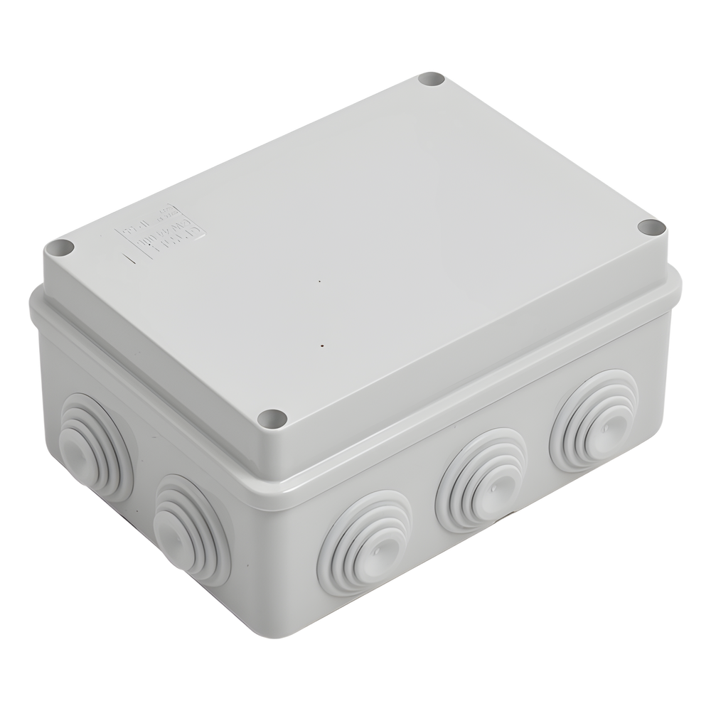 Caja Estanca de PVC Para Derivación y Conexión, 10 Entradas, Tapa Atornillada, 150x110x70 mm (Área interna), Uso Exterior IP55, Material que no Propaga el Fuego y Libre de Hálogenos