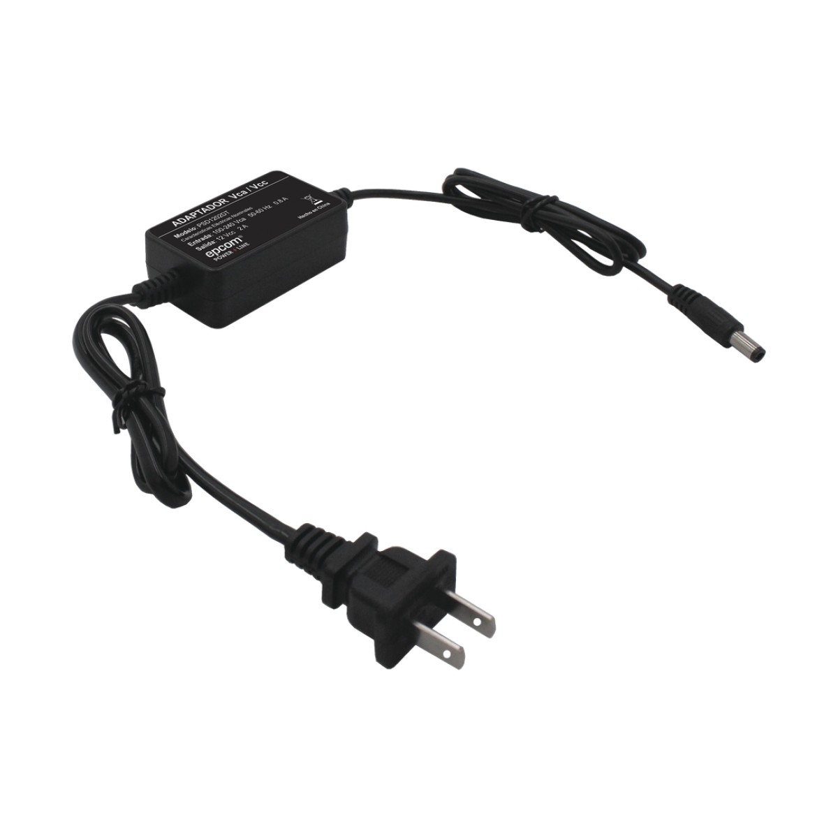 Fuente de Poder 12 Vcc / 2 Amp / Con Terminales de Extensión / Distancias de cable hacia Vca 50 cm / Distancia de cable hacia dispositivo de 50 cm