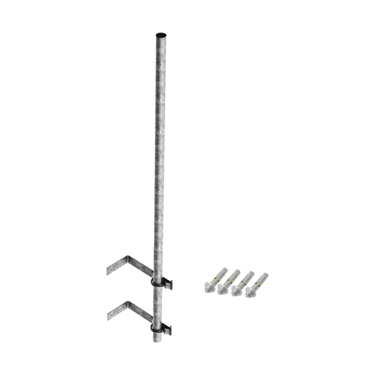 Mástil de 3 m de 1-1/4" diámetro ced. 30 con Herrajes para Sujeción a Pared.