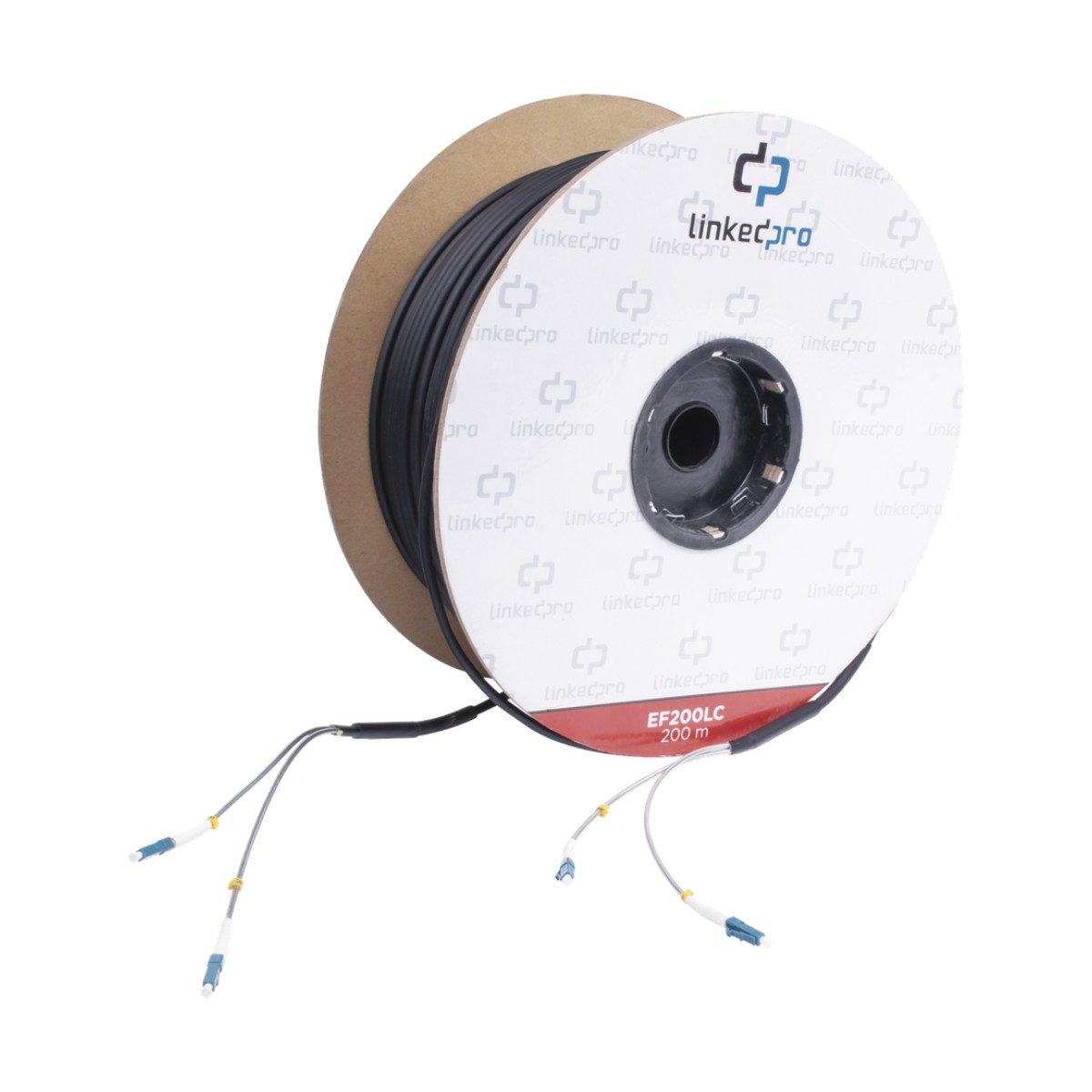 Carrete de Fibra Óptica Monomodo con Conectores LC-LC Duplex, Reforzada con Kevlar, de 200 Metros (656.17 Pies), Para Instalaciones Subterráneas por Tubería