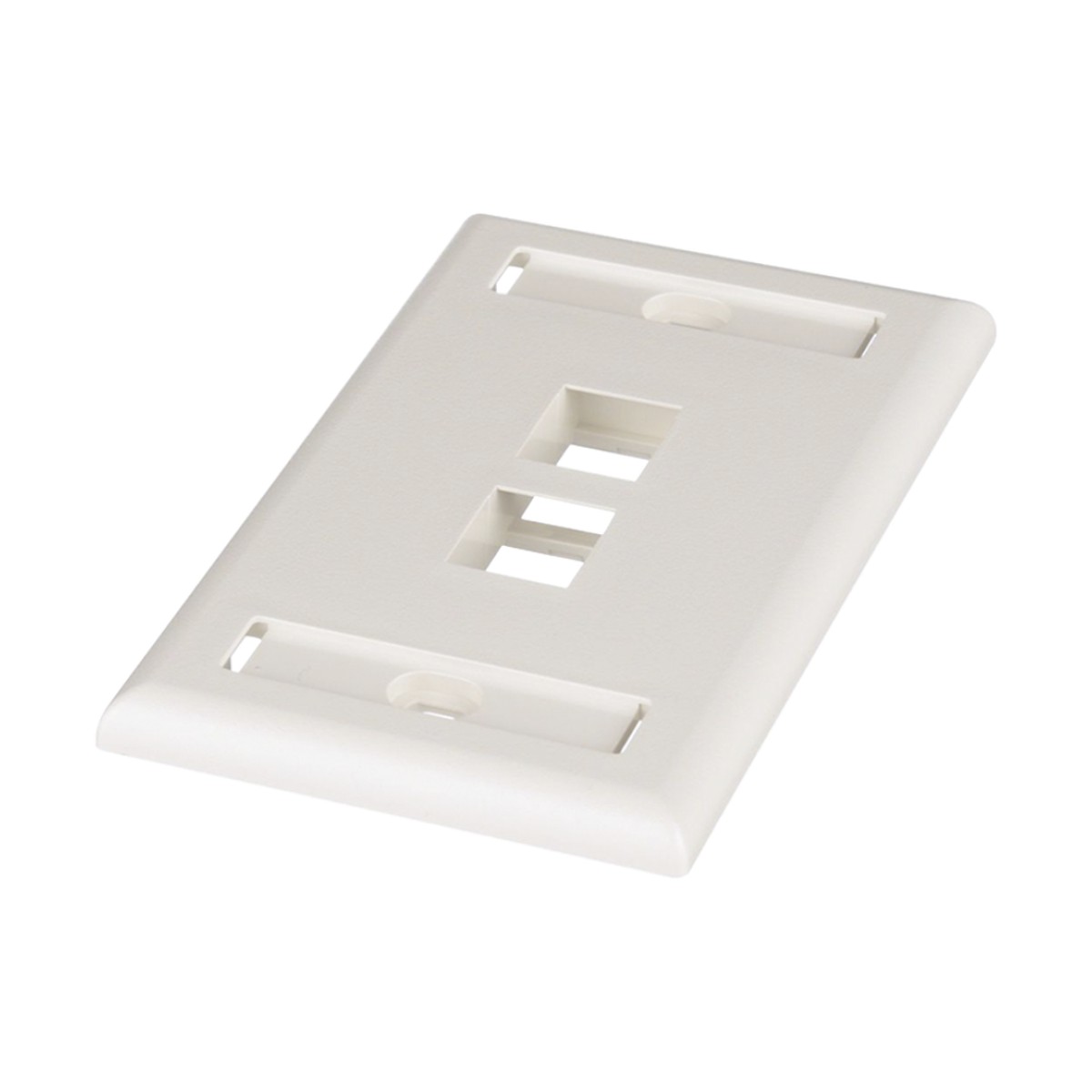 Placa de Pared Vertical, Salida Para 2 Puertos Keystone, Con Espacios Para Etiquetas, Color Blanco Mate