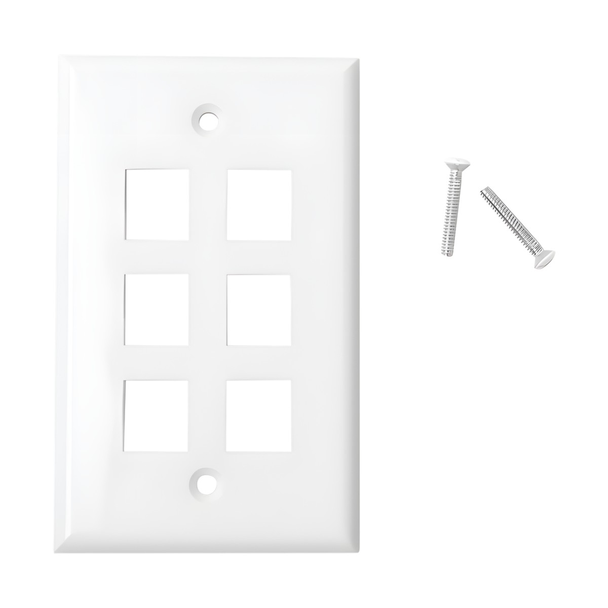 Placa de Pared de 6 Puertos, Keystone, Color Blanco