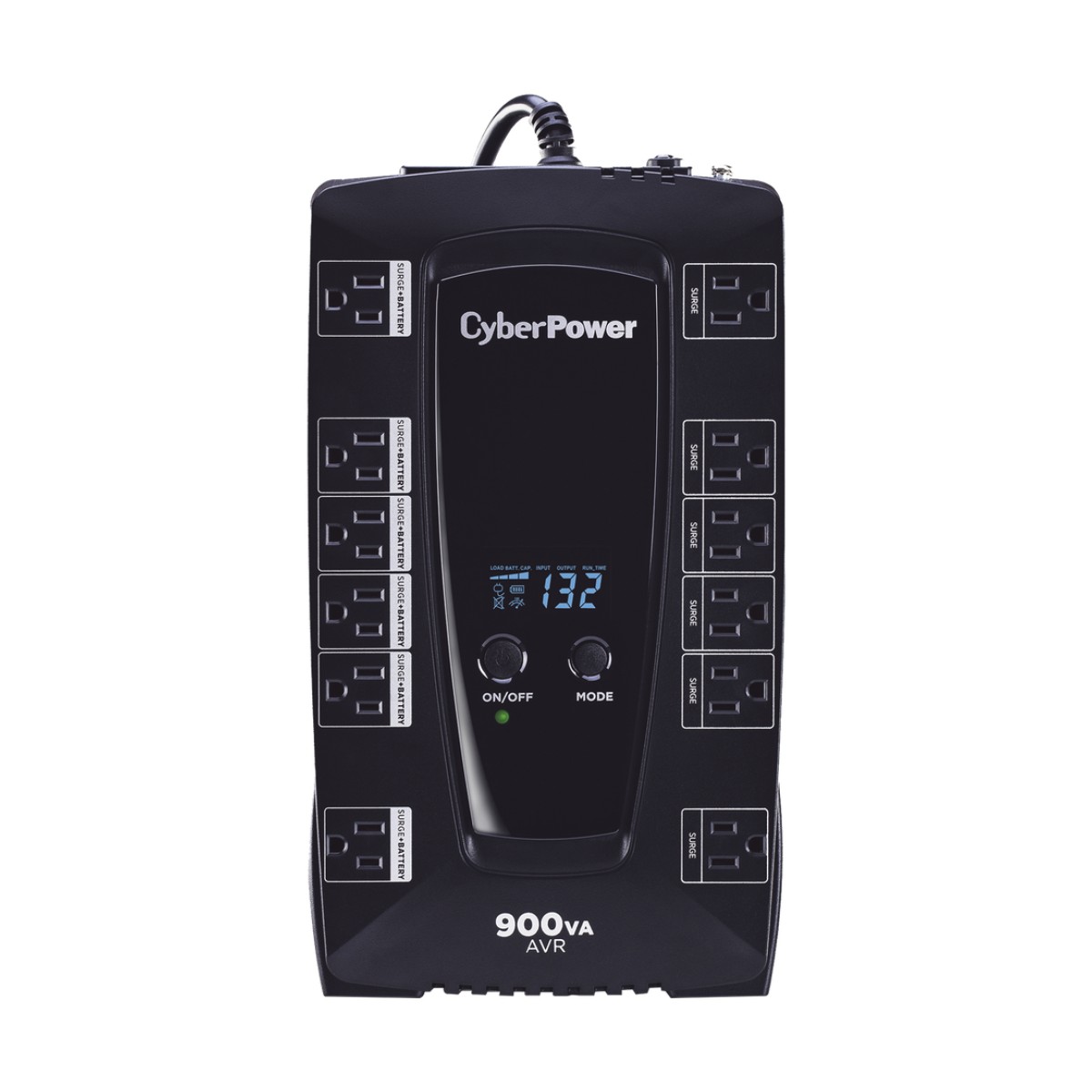 UPS de 900 VA/480 W, Topología Línea Interactiva, Entrada 120 Vca NEMA 5-15P, Tipo Gabinete Compacto, Con 12 Tomas NEMA 5-15R