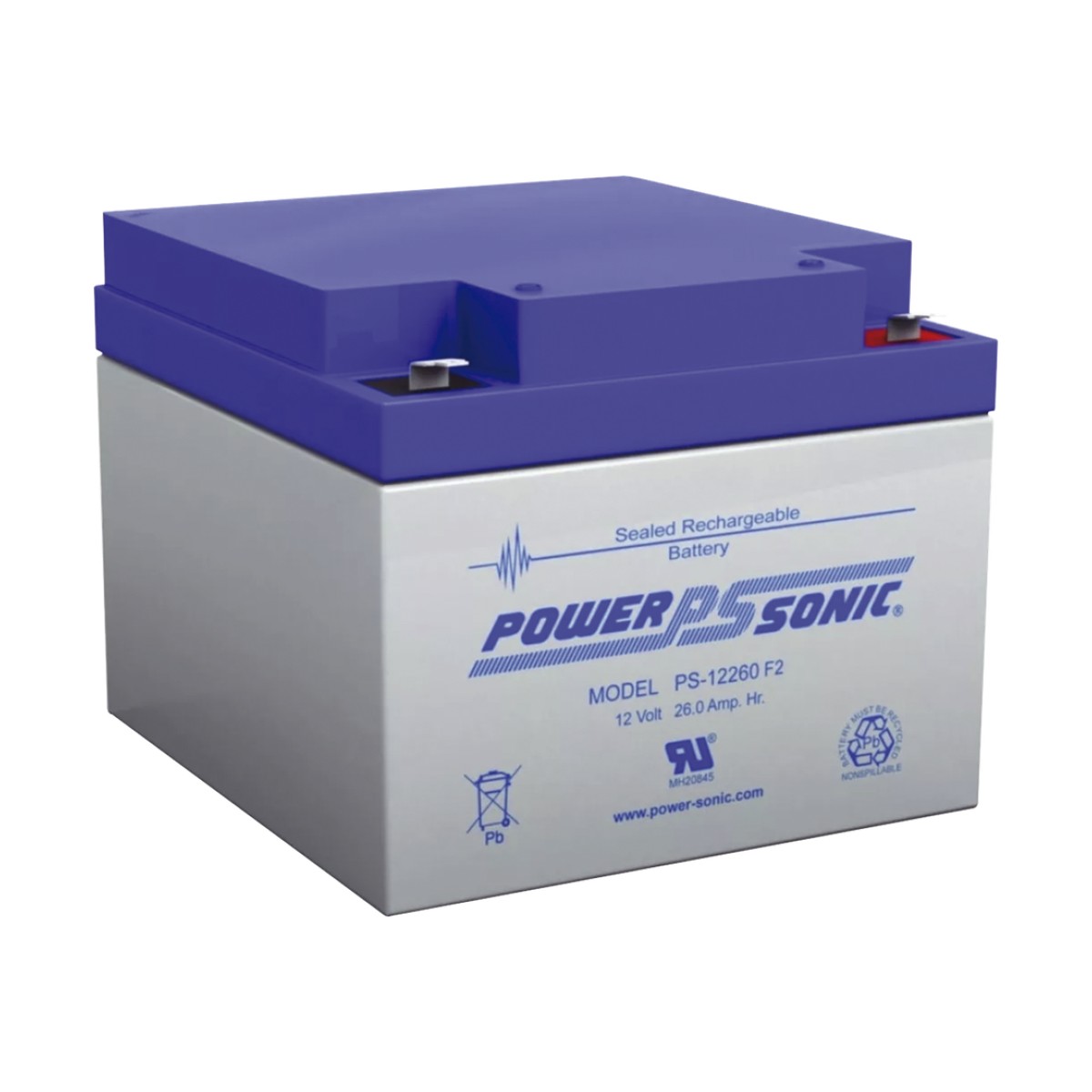 Batería 12V, 26AH, Para Respaldo, Tecnologías AGM/VRLA, 5 Años Vida Útil, Terminales F2, Reconocida UL