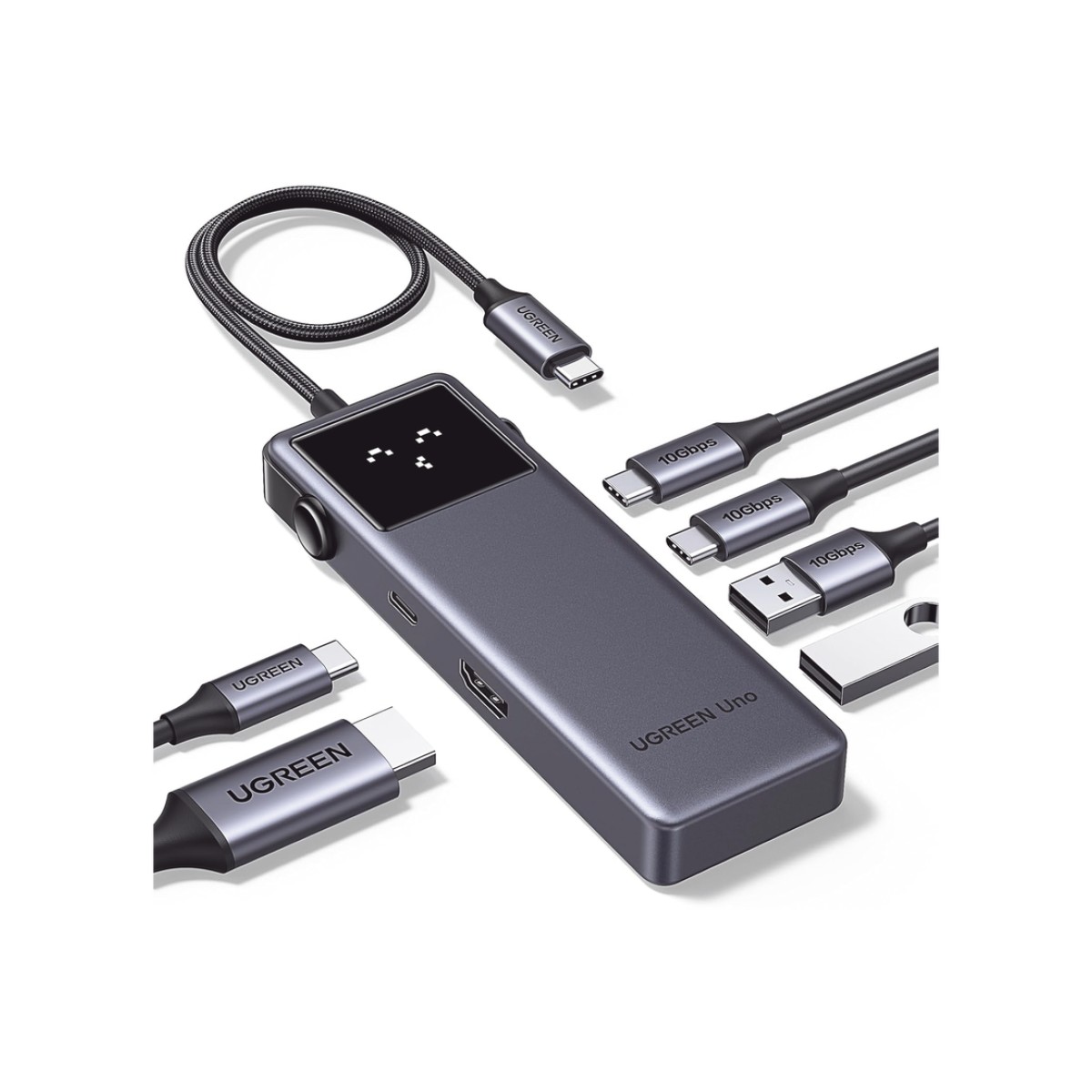 HUB USB-C Uno USB-C To HDMI+2*USB 3.2 A+2*USB 3.2 C+PD Power Converter ABS