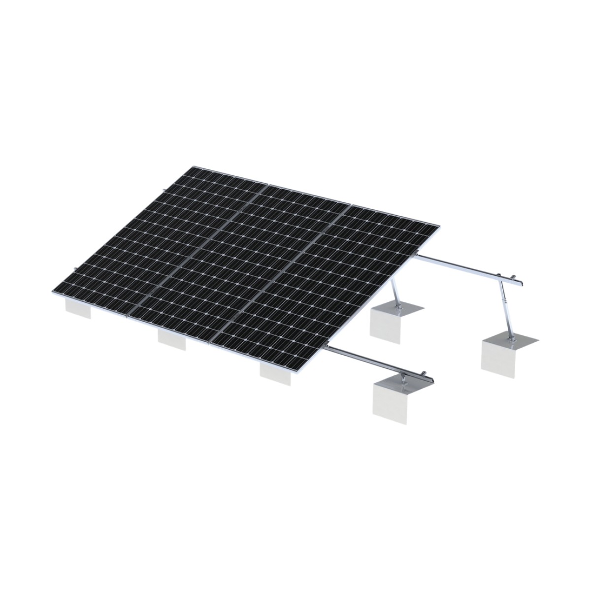 Sistema de Montaje Solar VEKTOR21 / Estructura Ajustable Aluminio AL6005-T5 / Patas Frontales y Ajustables / Ángulos 10°-30° / Torque 11-13 Nm