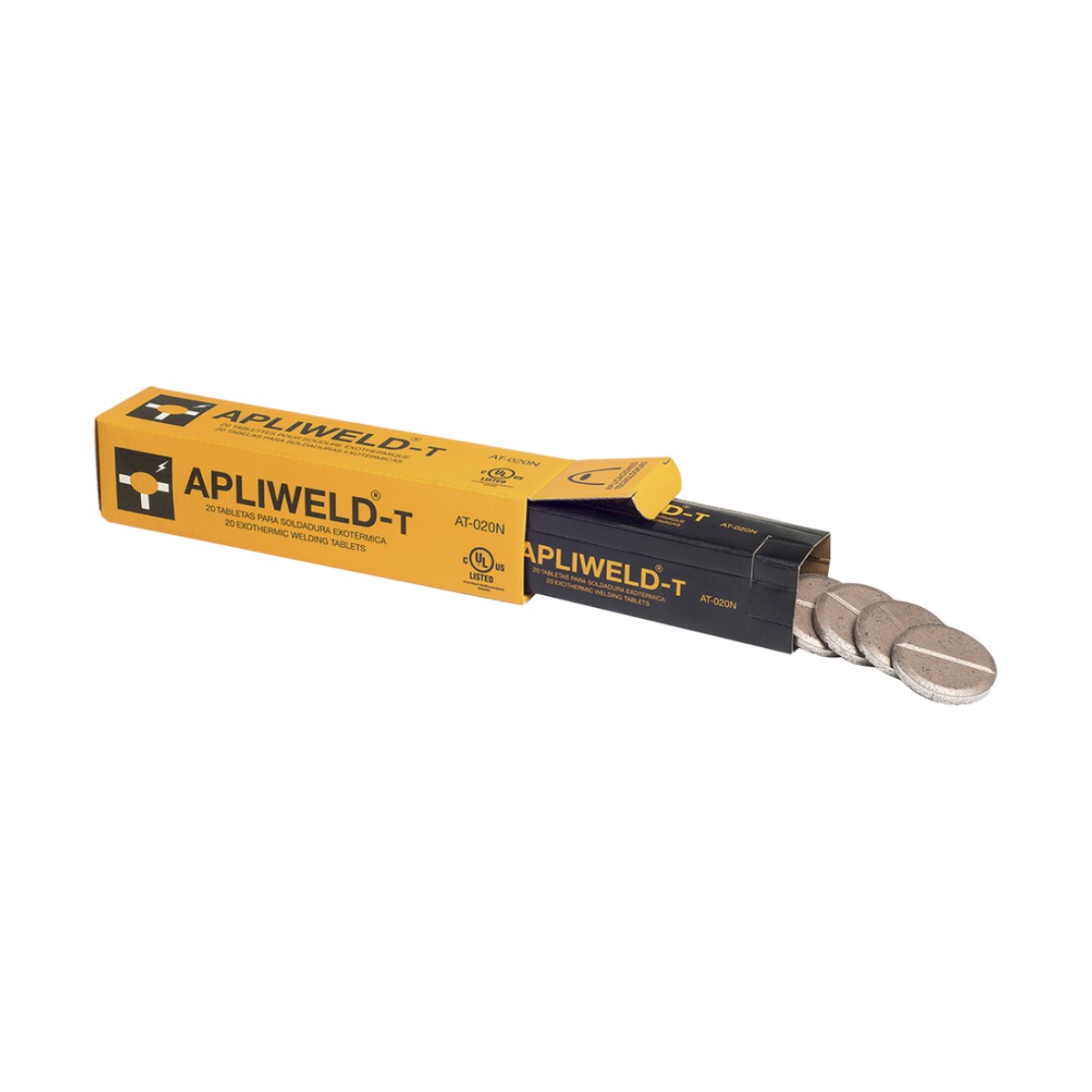 Apliweld-T. Tabletas de Compuesto para Soldadura Exotérmica (Diámetro 43 mm). 20 Piezas.
