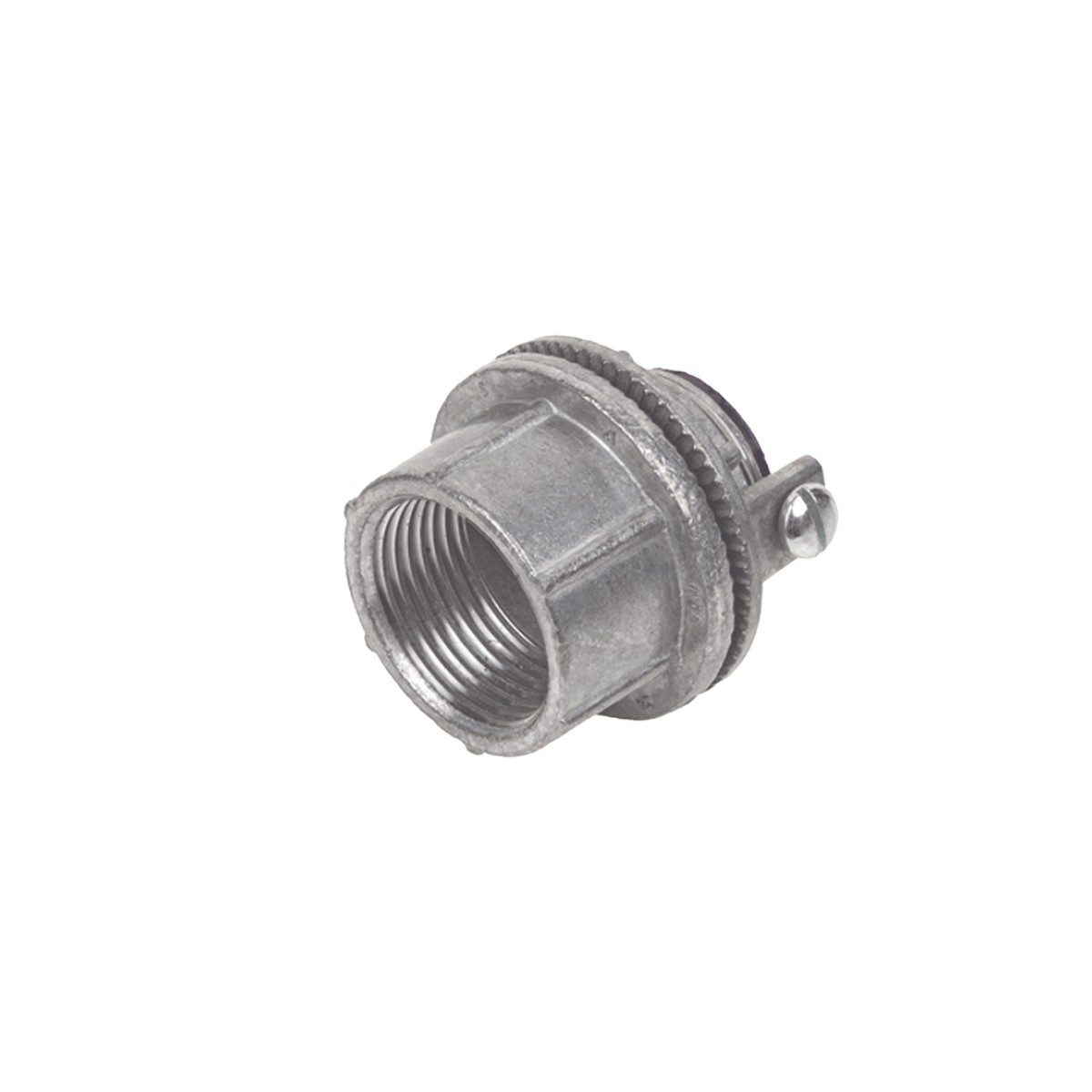 Conector Myers de Zinc  1 1/4"  con Tornillo para Puesta a Tierra.