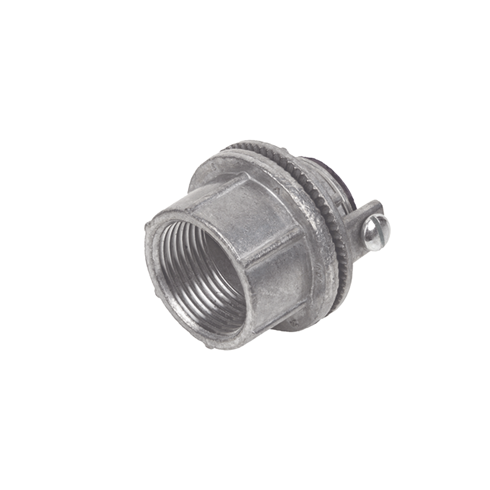 Conector Myers de Zinc  1 1/4"  con Tornillo para Puesta a Tierra.